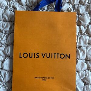 Louis Vuitton Vibrant Orange Tote with Blue Handles